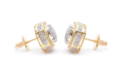 0.35 cttw Diamond Cube Cluster Earrings 10K Yellow Gold Cluster Studs