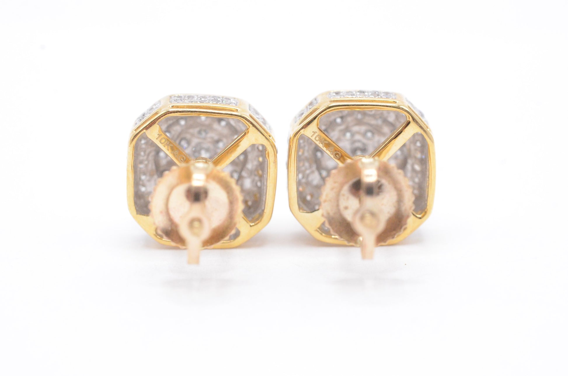 0.35 cttw Diamond Cube Cluster Earrings 10K Yellow Gold Cluster Studs