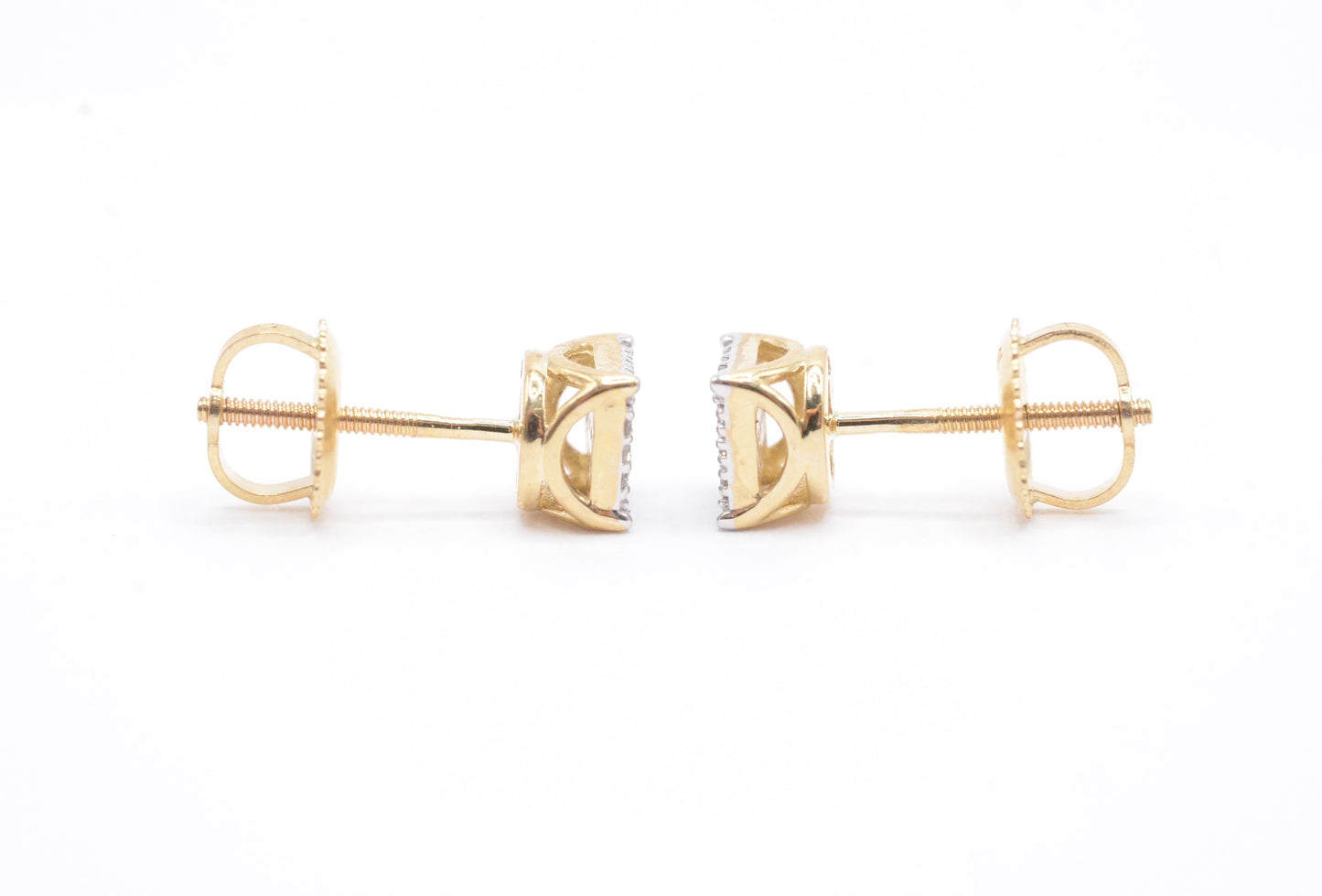 0.10 cttw Micro Square Micropave Diamond Stud Earrings 10K Yellow Gold Kids Earrings