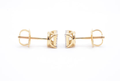 0.10 cttw Micro Square Micropave Diamond Stud Earrings 10K Yellow Gold Kids Earrings