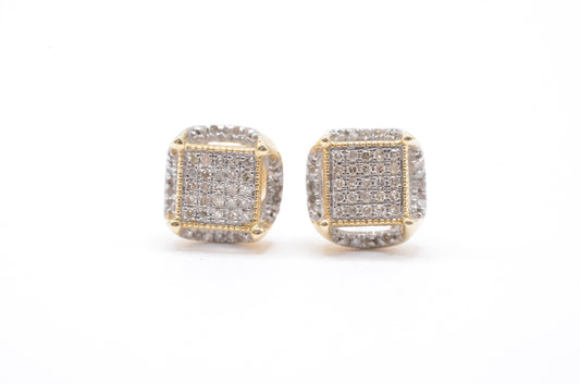 0.33 cttw Diamond Cluster Earrings 10K Yellow Gold Cluster Studs