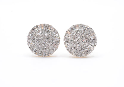 0.60 cttw Diamond Double Halo Cluster Earrings 10K Yellow Gold Cluster Studs
