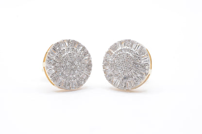 0.60 cttw Diamond Double Halo Cluster Earrings 10K Yellow Gold Cluster Studs