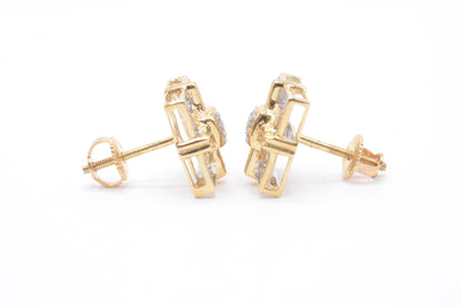 0.15 cttw Diamond Fancy Cluster Earrings 10K Yellow Gold Cluster Studs