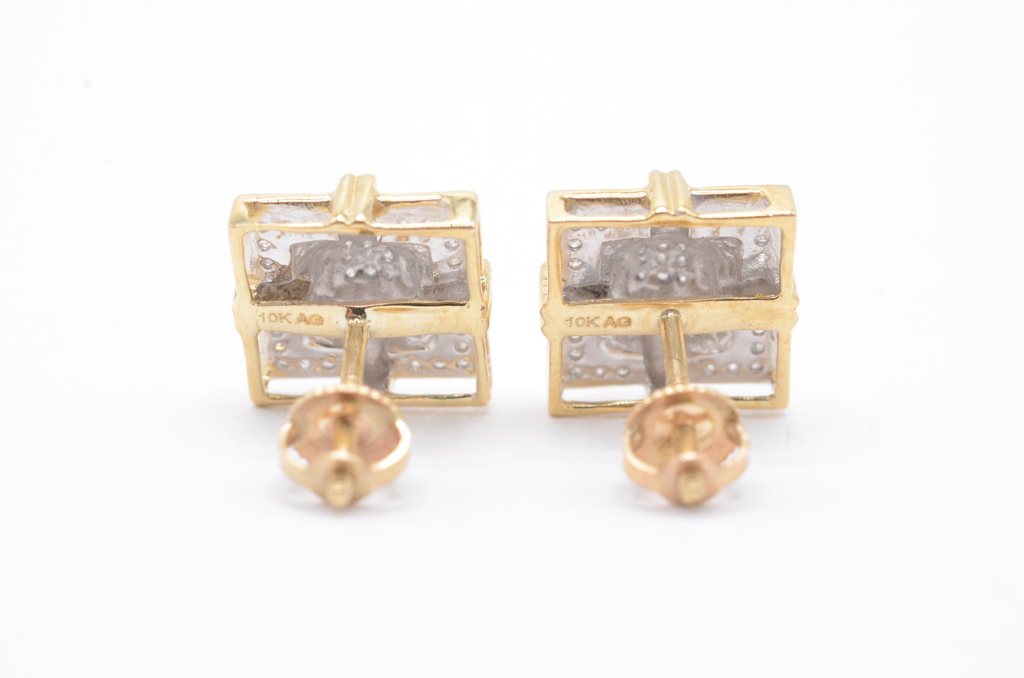 0.15 cttw Diamond Fancy Cluster Earrings 10K Yellow Gold Cluster Studs