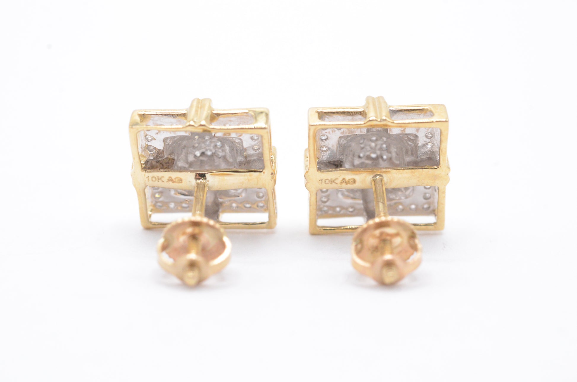 0.15 cttw Diamond Fancy Cluster Earrings 10K Yellow Gold Cluster Studs