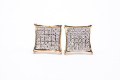 0.25 cttw Micro Kite Shape Diamond Stud Earrings 10K Yellow Gold Kids Earrings