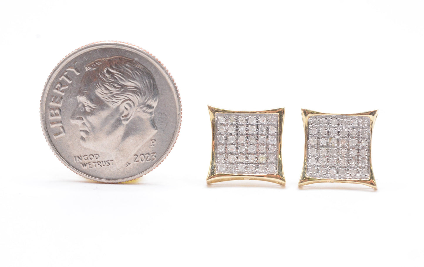 0.25 cttw Micro Kite Shape Diamond Stud Earrings 10K Yellow Gold Kids Earrings