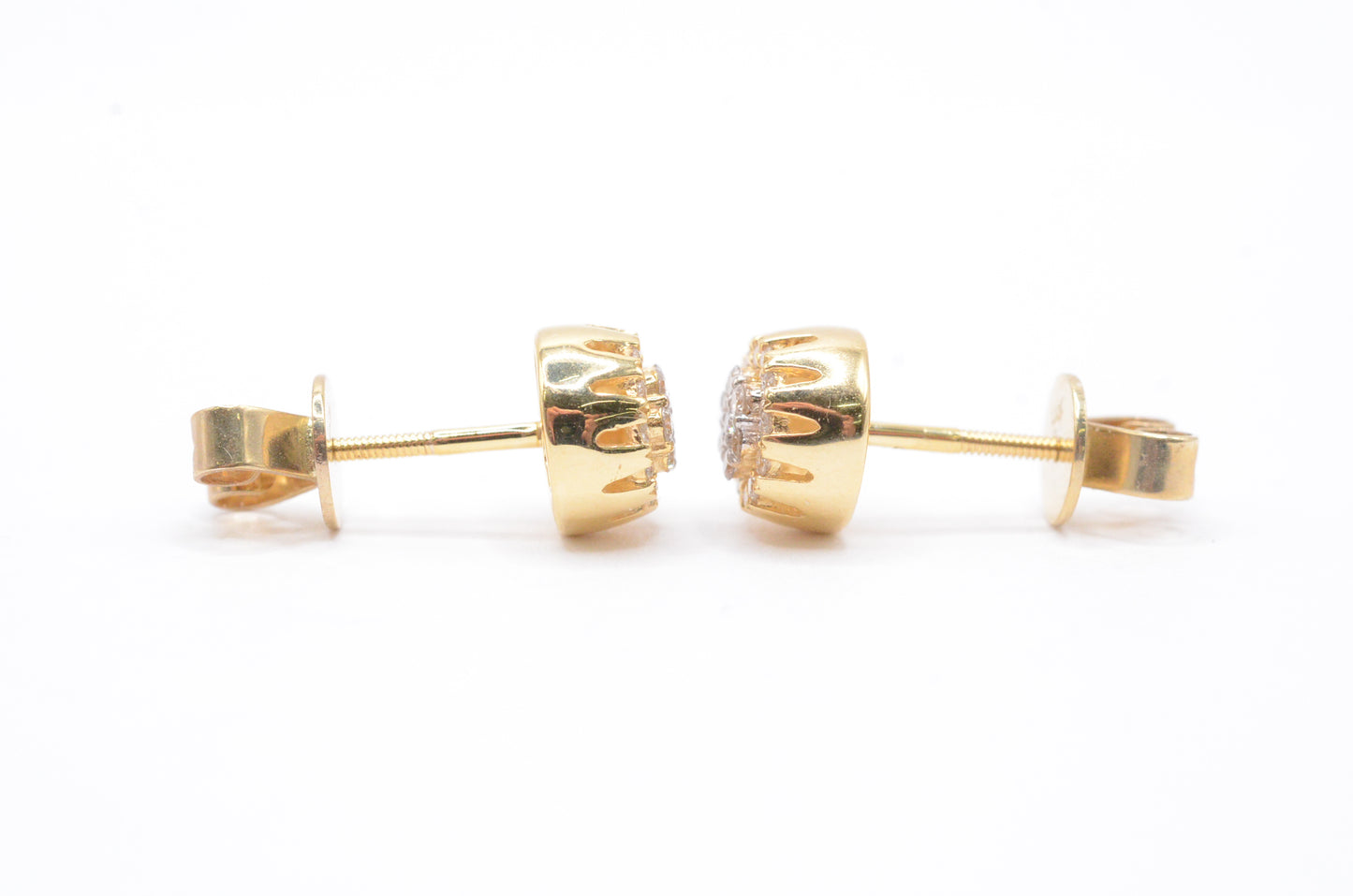 0.25 cttw Diamond Bullet Shaped Cluster Earrings 10K Yellow Gold Cluster Studs