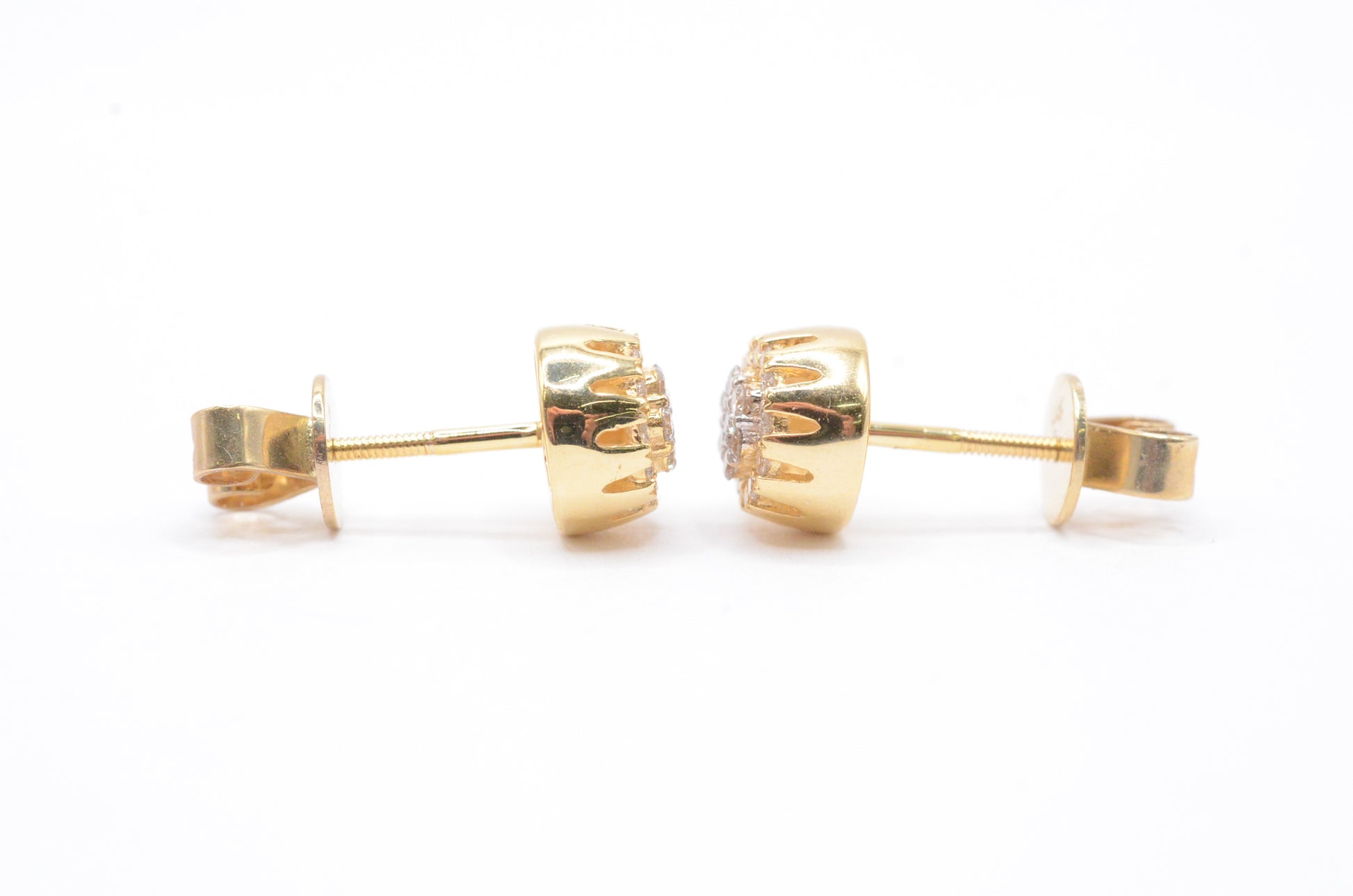 0.25 cttw Diamond Bullet Shaped Cluster Earrings 10K Yellow Gold Cluster Studs