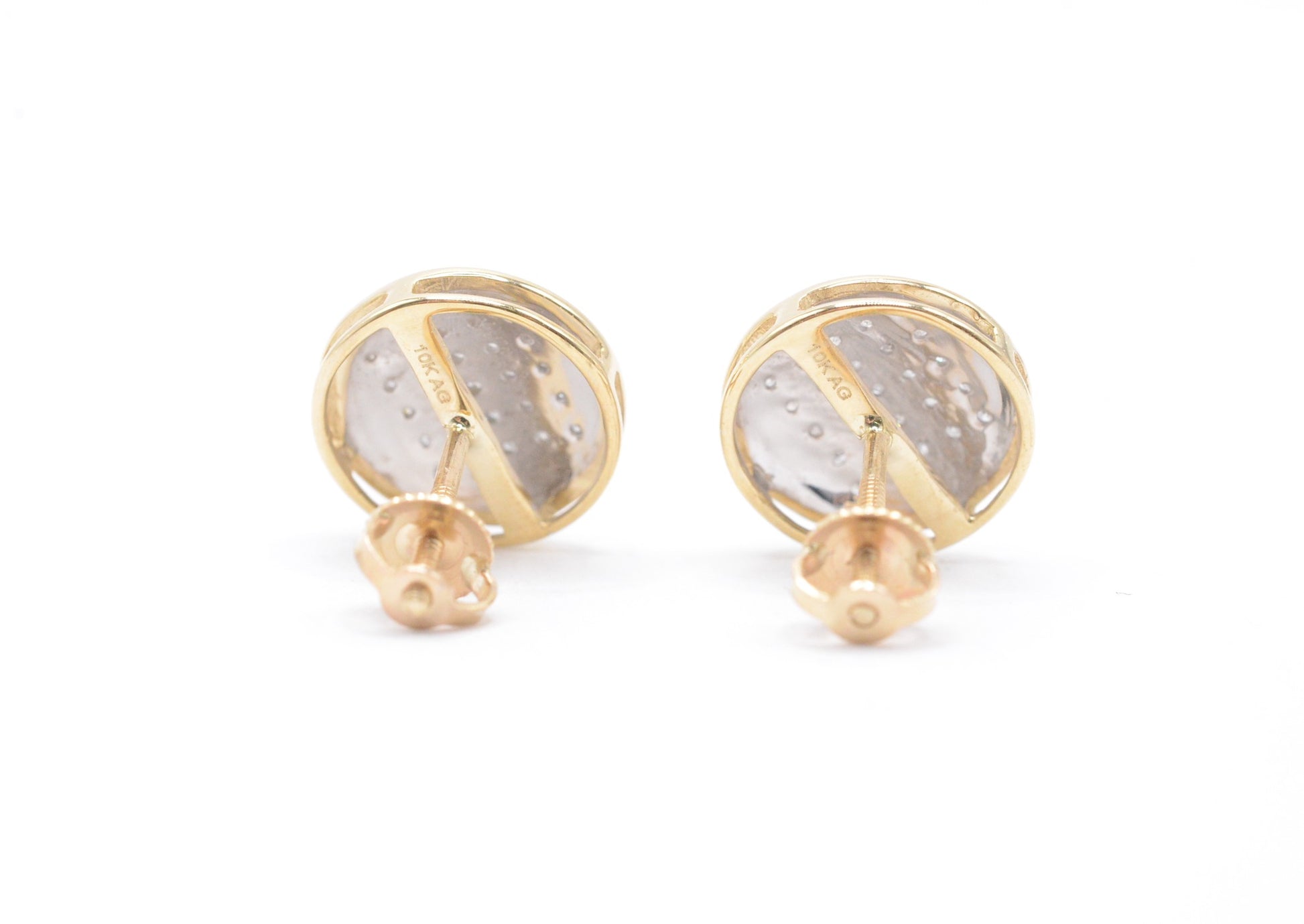 0.15 cttw Micro Round Dome Diamond Stud Earrings 10K Yellow Gold Kids Earrings