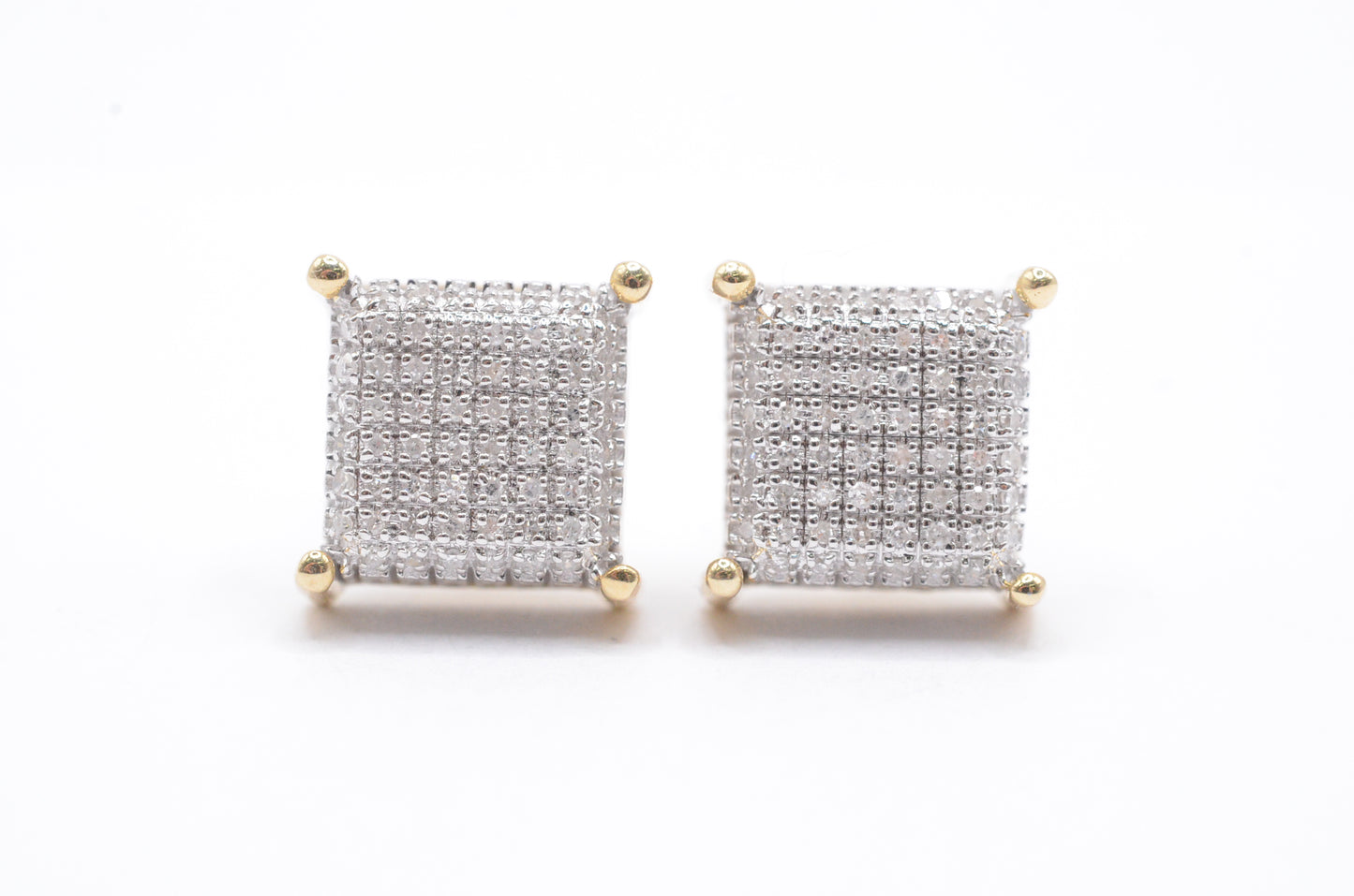 0.25 cttw Diamond Dice Stud Earrings 10K Yellow Gold Cluster Studs