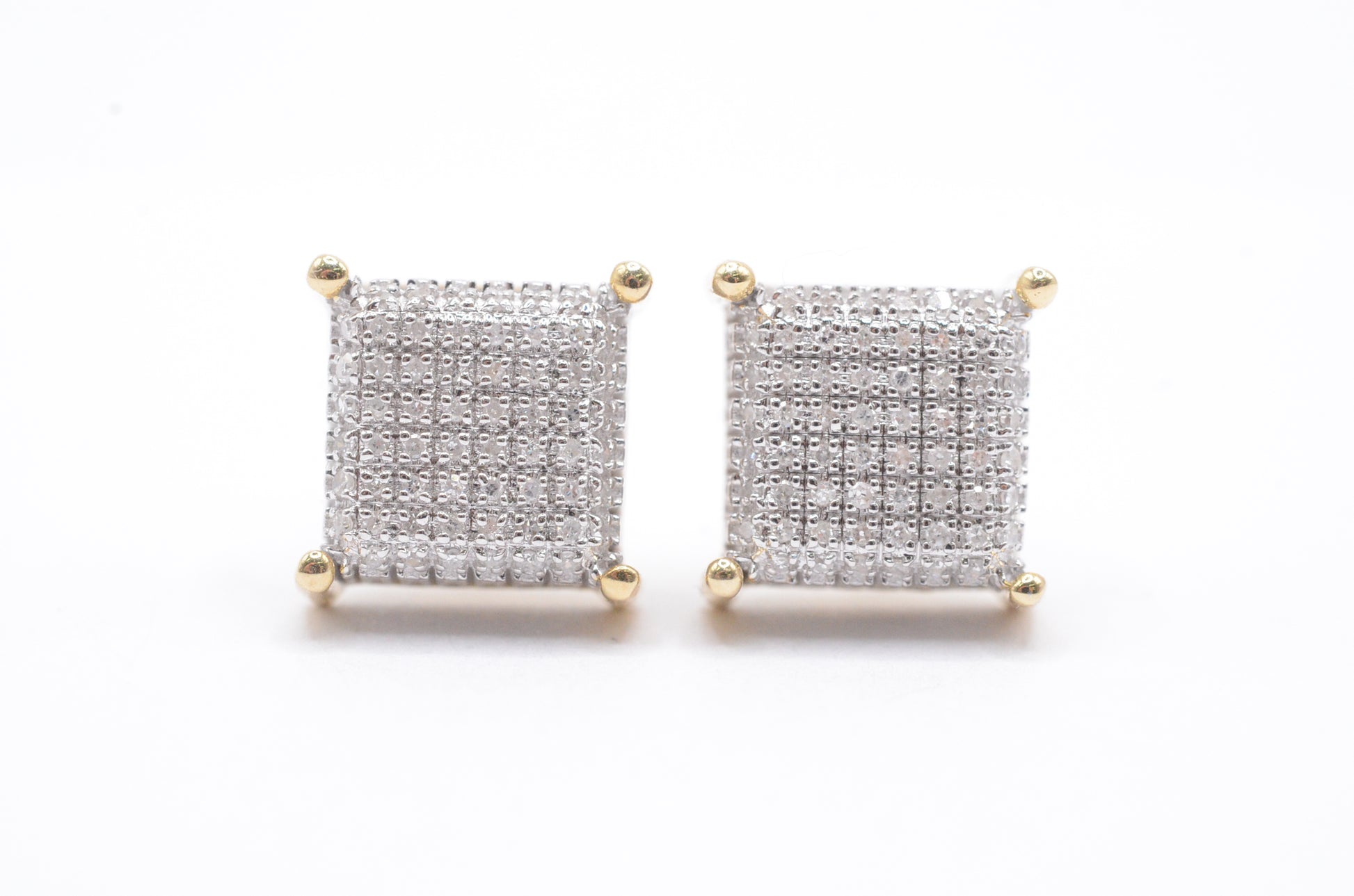 0.25 cttw Diamond Dice Stud Earrings 10K Yellow Gold Cluster Studs