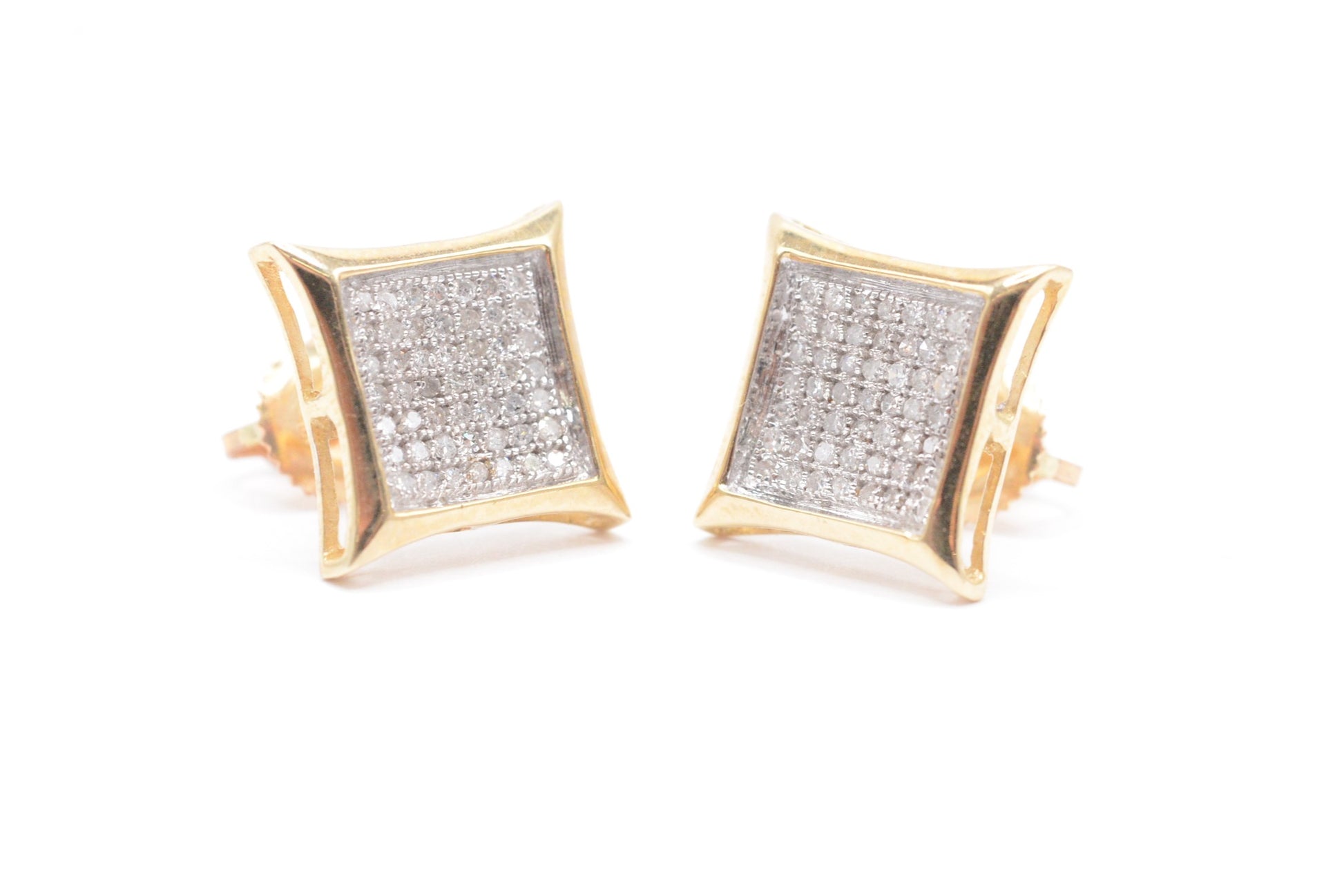 0.33 cttw Kite Shape Diamond Stud Earrings 10K Yellow Gold Cluster Studs