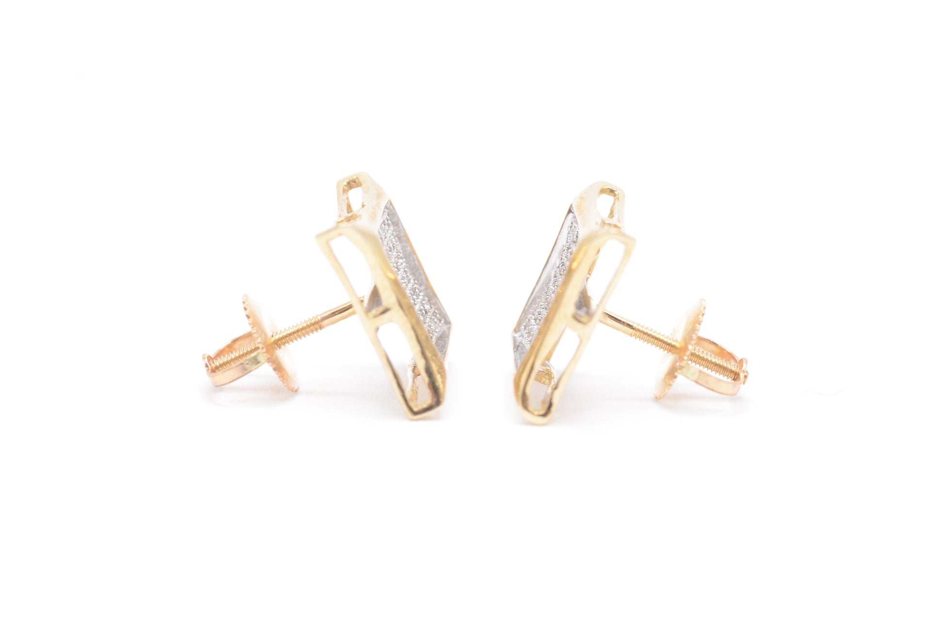 0.33 cttw Kite Shape Diamond Stud Earrings 10K Yellow Gold Cluster Studs