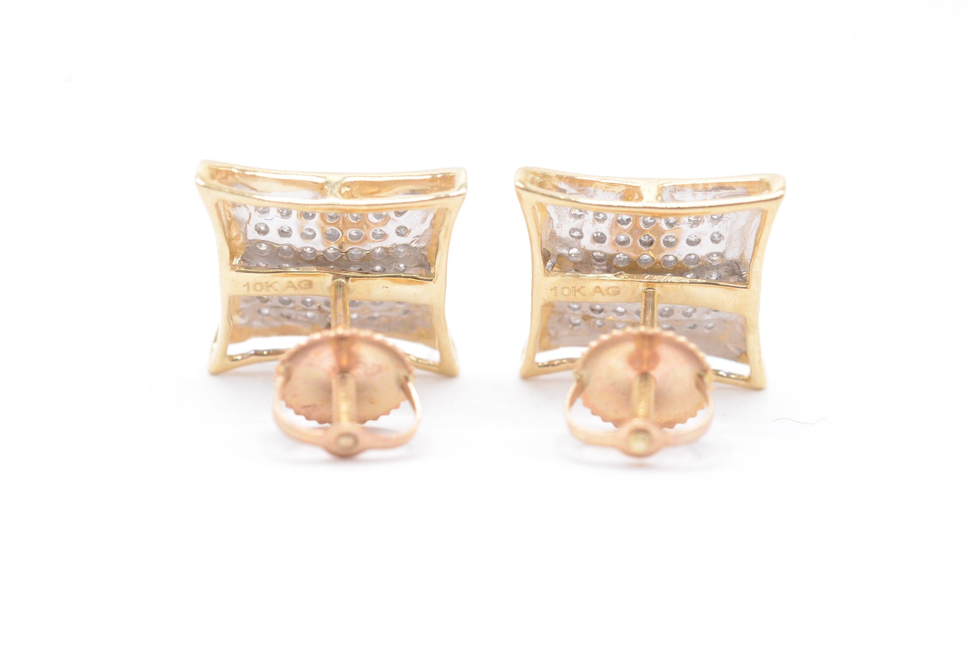 0.33 cttw Kite Shape Diamond Stud Earrings 10K Yellow Gold Cluster Studs