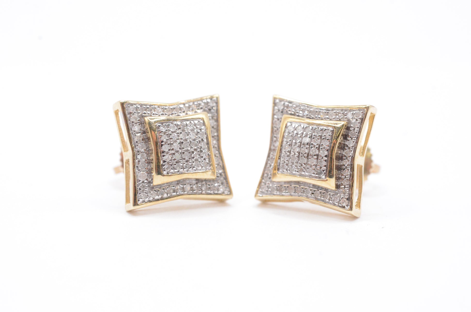 0.50 cttw Dome Kite Diamond Stud Earrings 10K Yellow Gold Cluster Studs