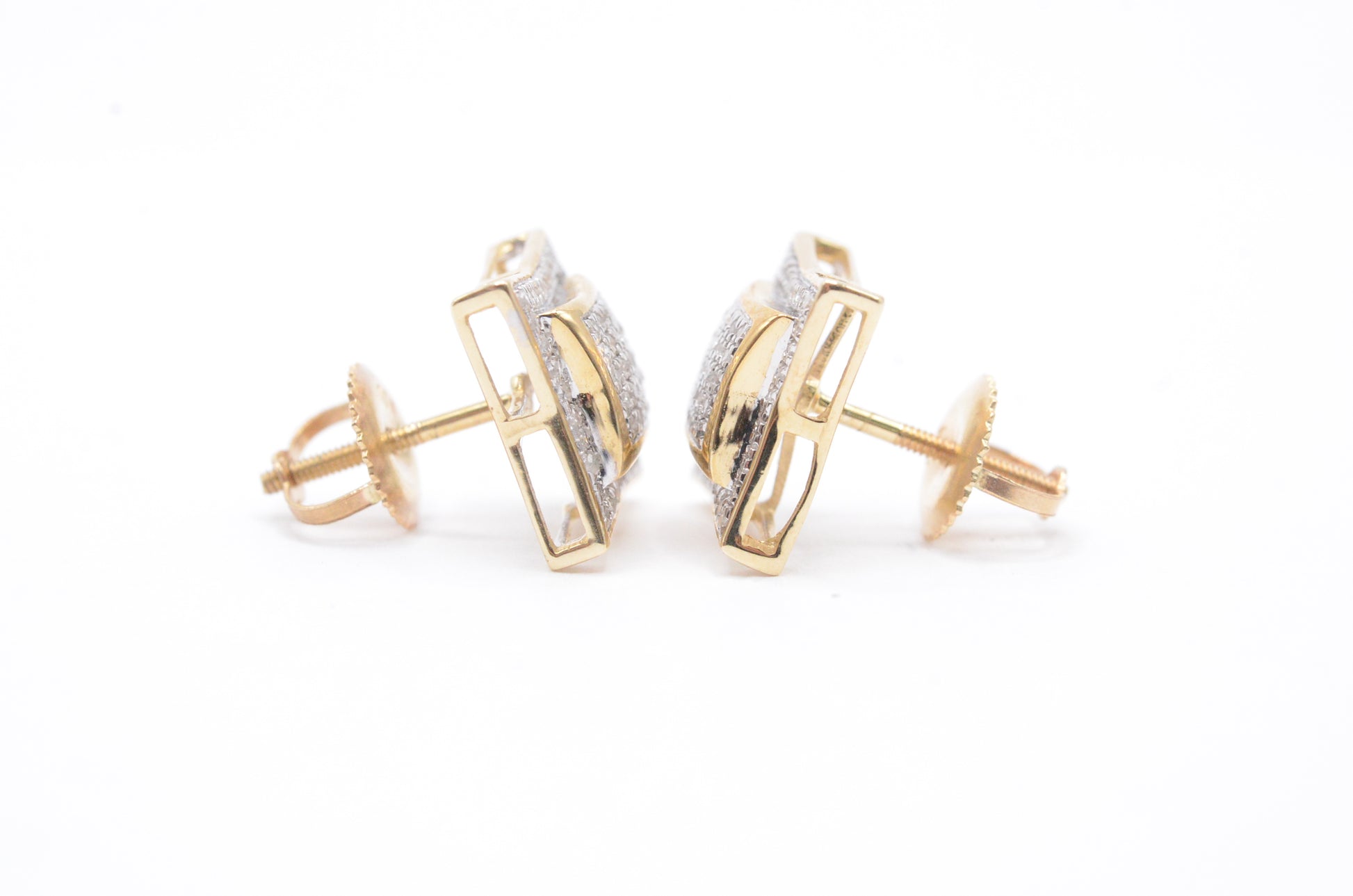 0.50 cttw Dome Kite Diamond Stud Earrings 10K Yellow Gold Cluster Studs
