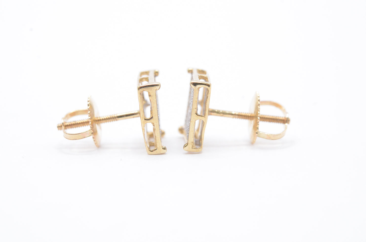 0.15 cttw Micro Diamond Square Prong Cluster Earrings 10K Yellow Gold Kids Earrings