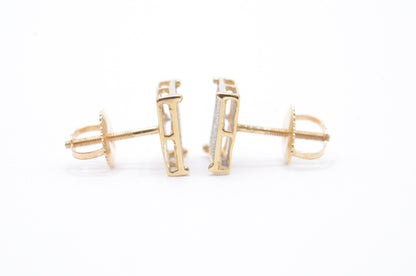 0.15 cttw Micro Diamond Square Prong Cluster Earrings 10K Yellow Gold Kids Earrings