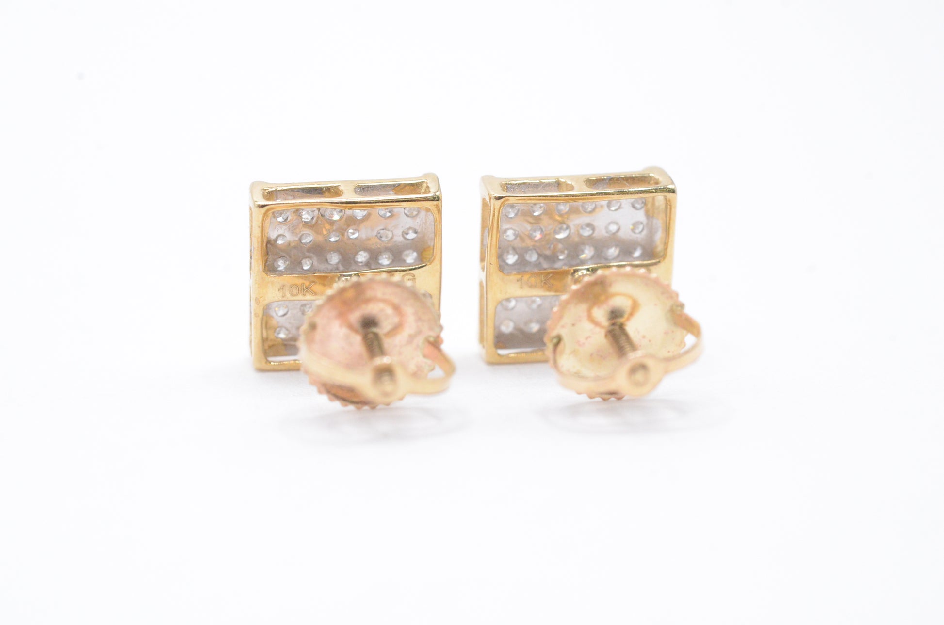 0.15 cttw Micro Diamond Square Prong Cluster Earrings 10K Yellow Gold Kids Earrings