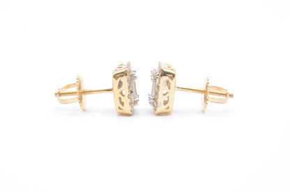 0.50 cttw Baguette Diamond Stud Earrings 10K Yellow Gold Cluster Studs