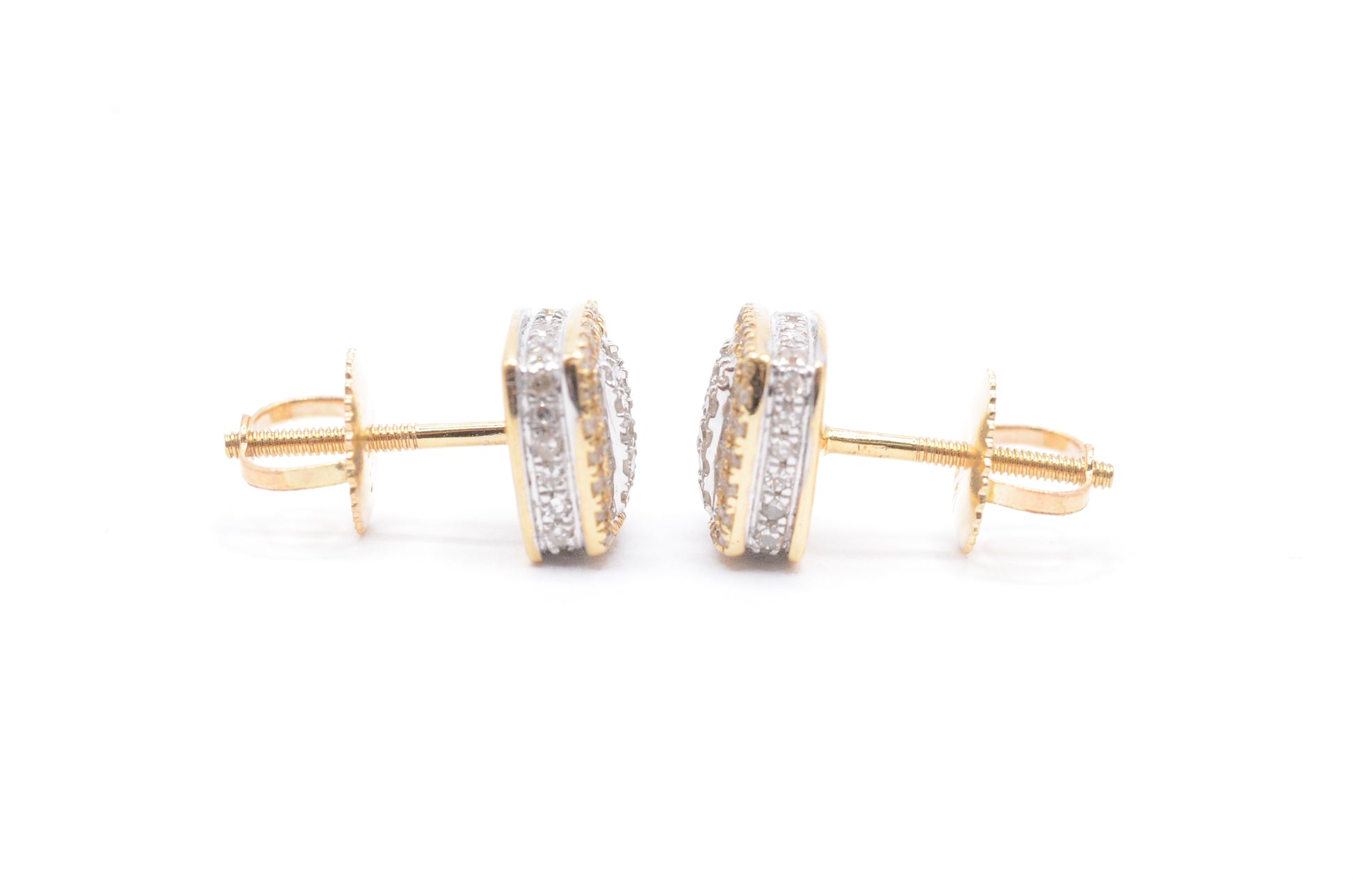 0.55 cttw Baguette Diamond Stud Earrings 10K Yellow Gold Cluster Studs