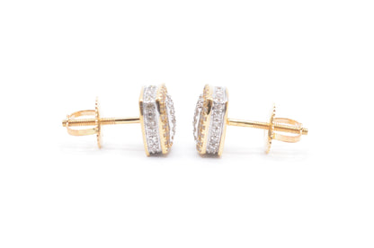 0.55 cttw Baguette Diamond Stud Earrings 10K Yellow Gold Cluster Studs