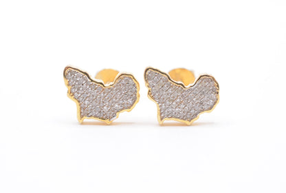 0.20 cttw Africa Diamond Stud Earrings 10K Yellow Gold Cluster Studs