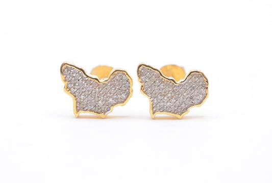 0.20 cttw Africa Diamond Stud Earrings 10K Yellow Gold Cluster Studs
