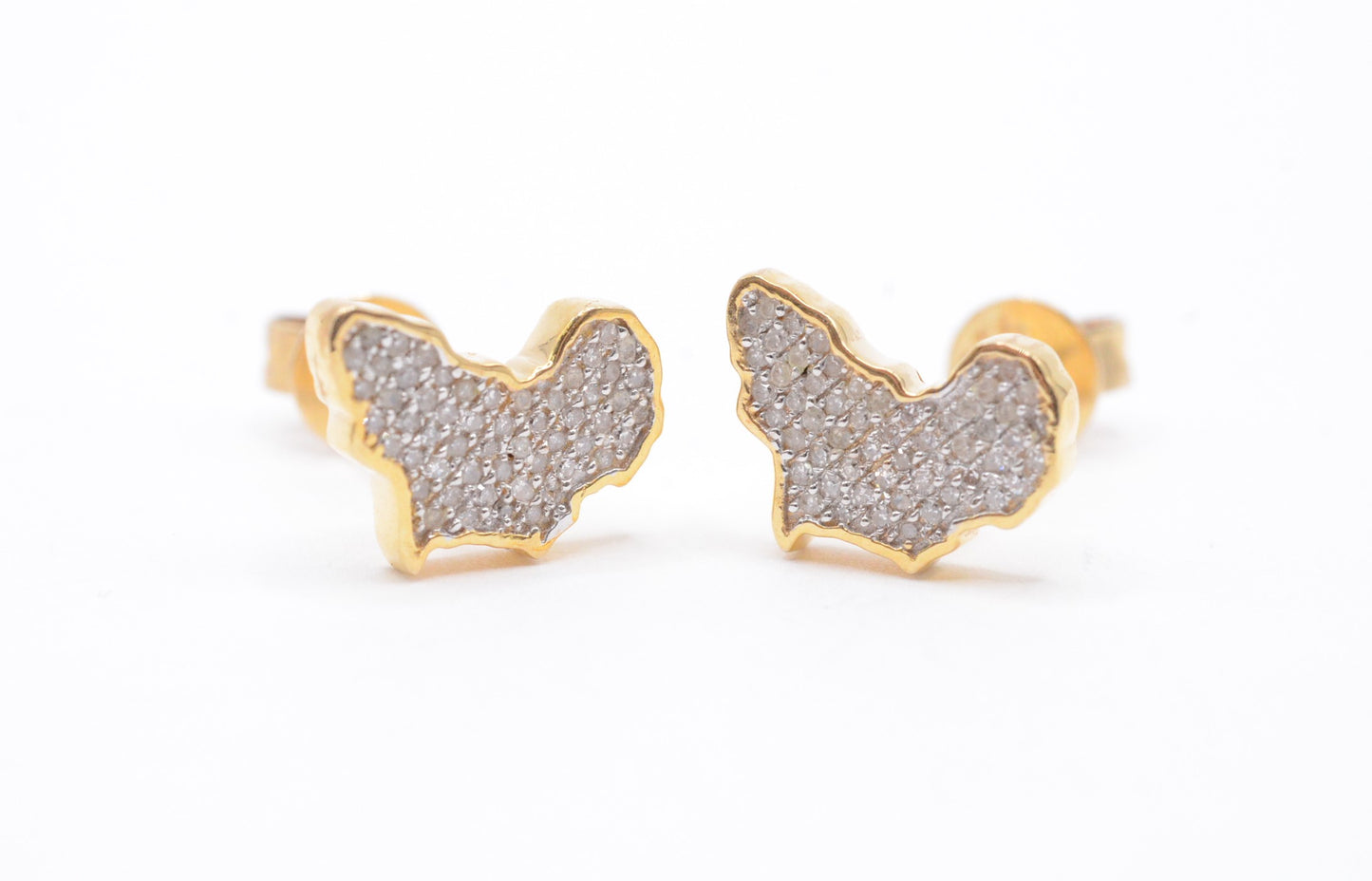 0.20 cttw Africa Diamond Stud Earrings 10K Yellow Gold Cluster Studs