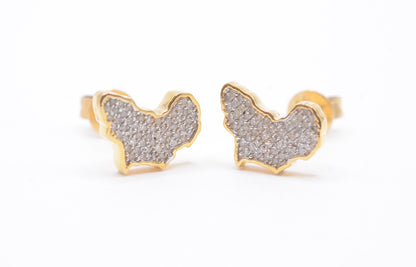 0.20 cttw Africa Diamond Stud Earrings 10K Yellow Gold Cluster Studs