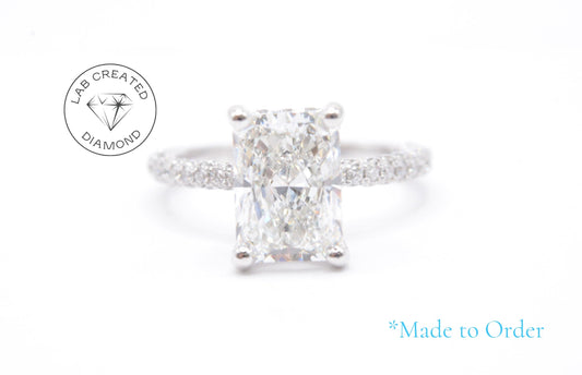 Made to Order-2ct Radiant Lab Diamond Engagement Ring 14K White Gold