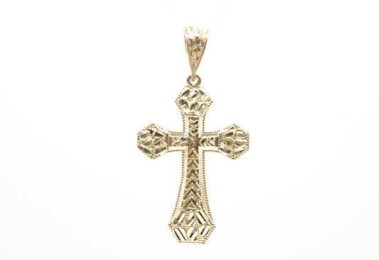 2.25" Engraved Cross Pendant 14K Yellow Gold Crosses