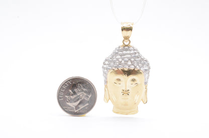 1.5" Buddha Head Pendant 14K Two-Tone Gold Religious