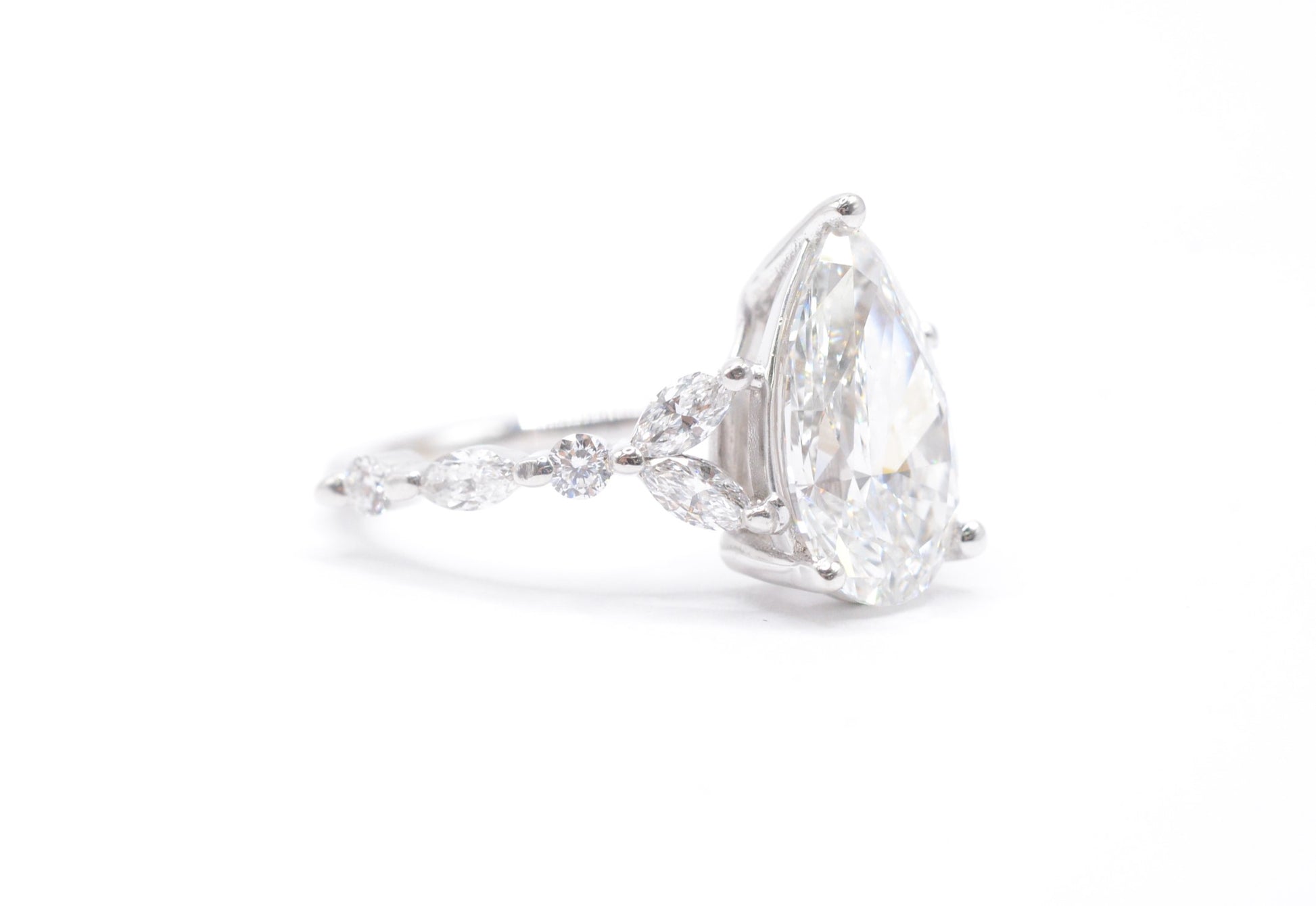 Made to Order-3ct Pear Lab Diamond Engagement Ring 14K White Gold Made to Order