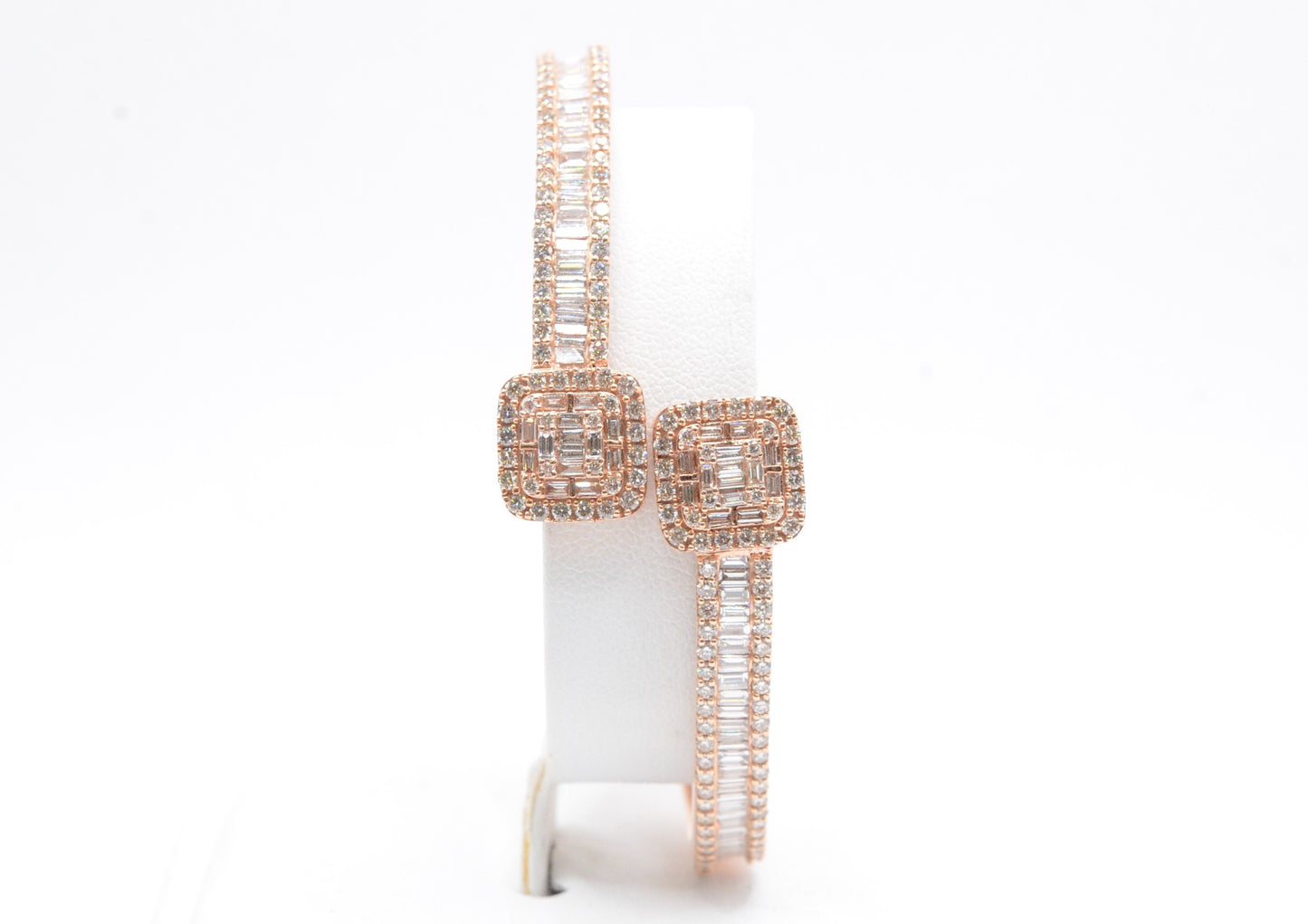 7" 4.25 cttw Baguette Diamond Cuff Bracelet 14K Rose Gold Diamond Bracelet
