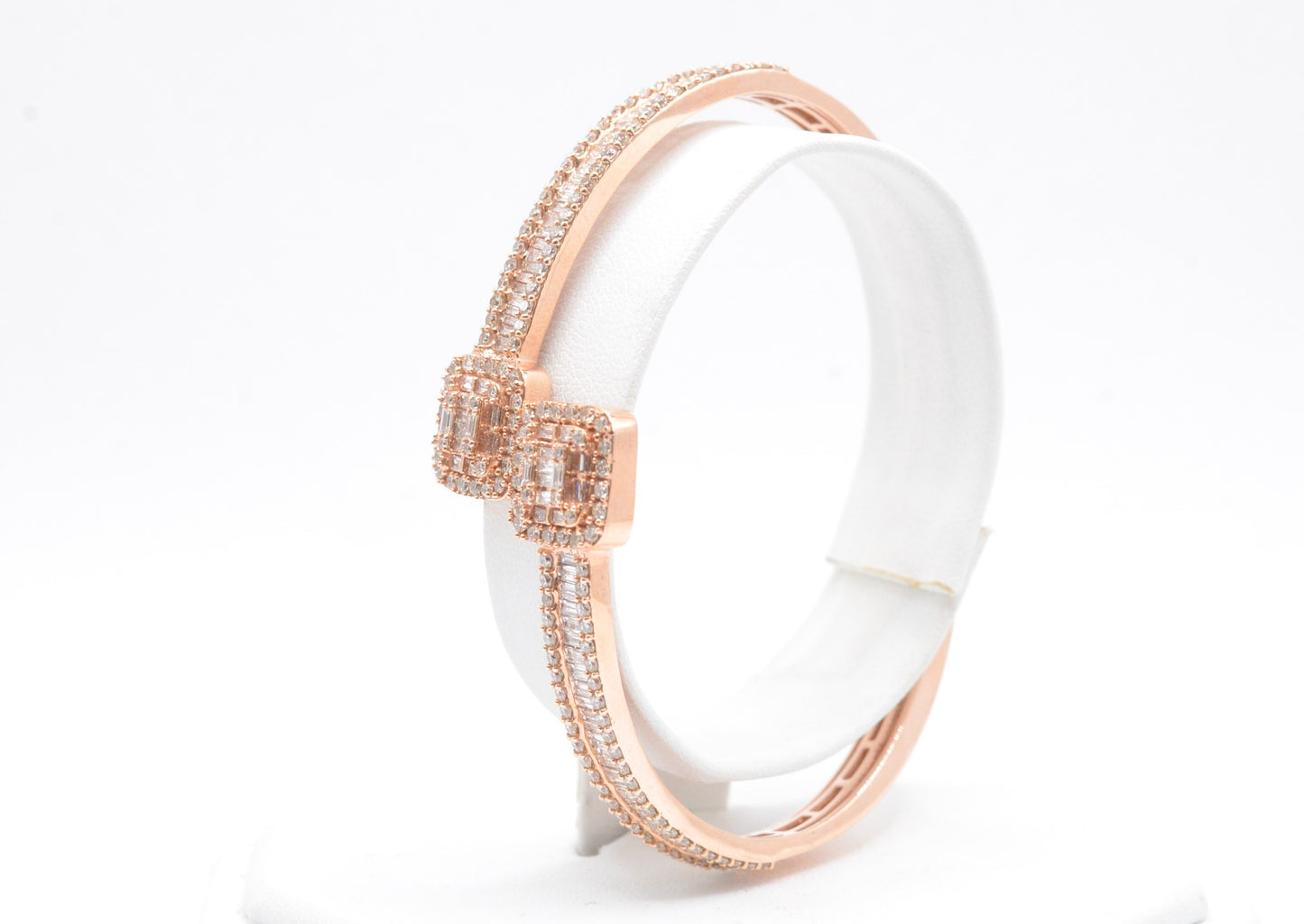 7" 4.25 cttw Baguette Diamond Cuff Bracelet 14K Rose Gold Diamond Bracelet