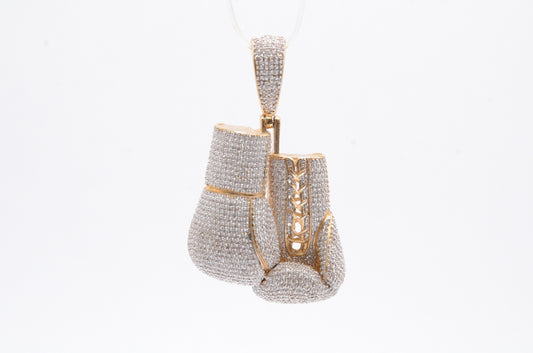 1.75" 1.65 cttw Diamond Boxing Gloves Pendant 10K Yellow Gold Other