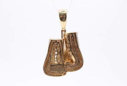 1.75" 1.65 cttw Diamond Boxing Gloves Pendant 10K Yellow Gold Other