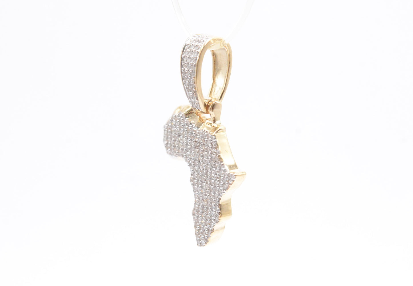 1" .40 cttw 3-D Africa Diamond Pendant 10K Yellow Gold Other