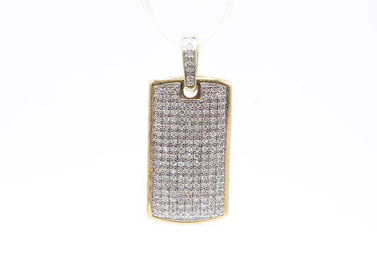 1.1" 0.50 cttw Diamond Dog Tag Pendant 10K Yellow Gold Custom Pendants