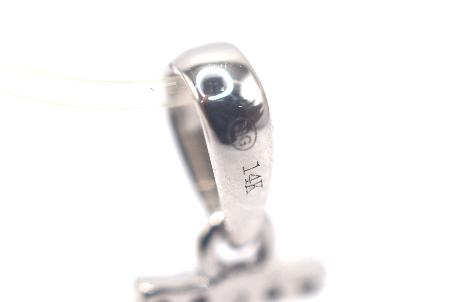 0.75" 0.10 cttw Diamond Initial Pendant "J" 14K White Gold Letters & Numbers