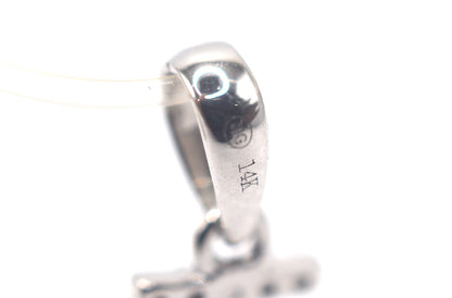 0.75" 0.10 cttw Diamond Initial Pendant "J" 14K White Gold Letters & Numbers