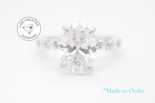 Made To Order-2.5ct Oval Lab Diamond Engagement Ring 14K White Gold Made to Order