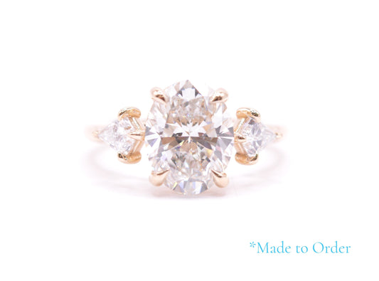 Made to Order-3ct Oval Lab Diamond Engagement Ring 14k Yellow Gold Made to Order Lab Engagement Rings