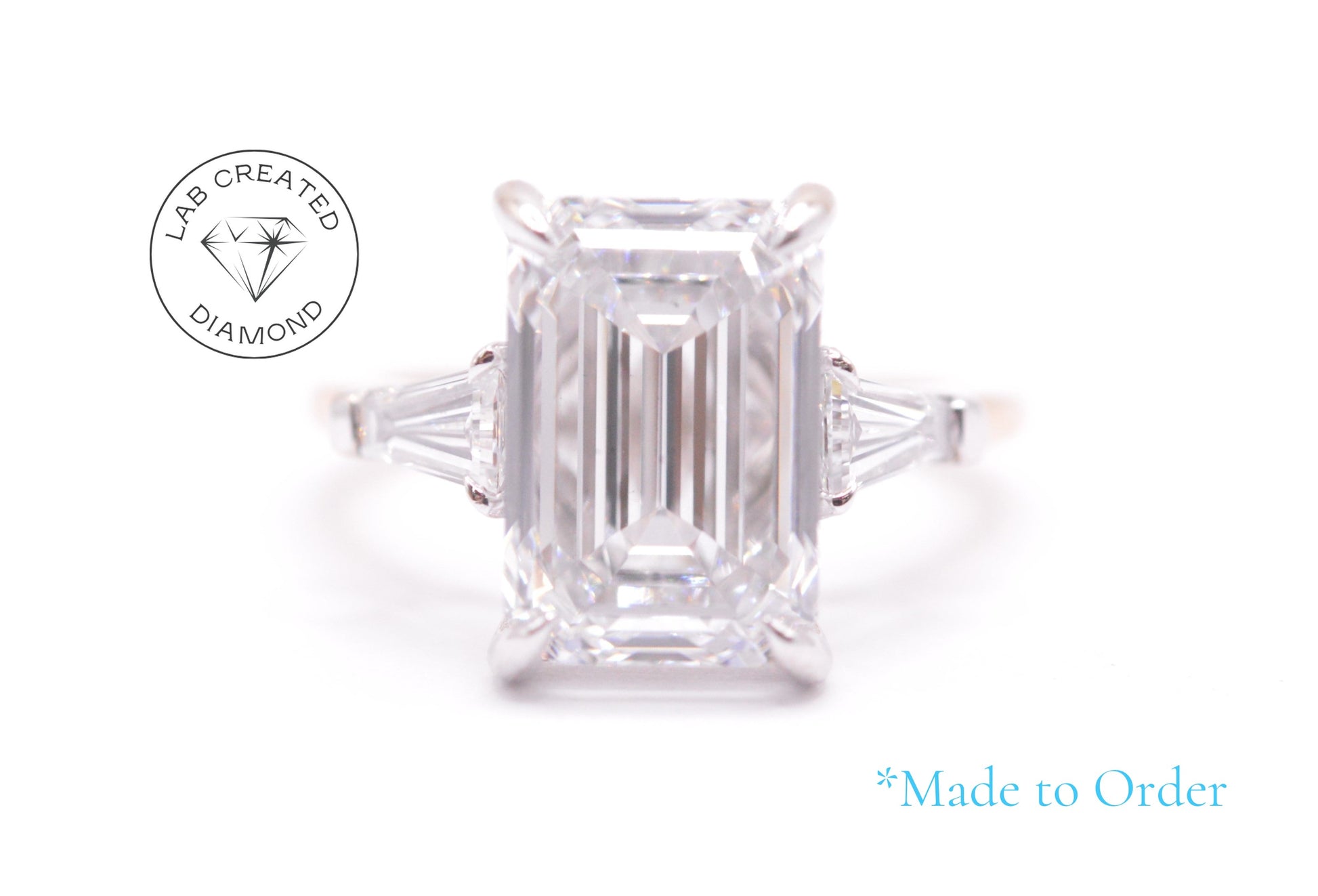 Made To Order-4ct Emerald Lab Diamond Engagement Ring 14K Yellow Gold Lab Grown Diamond