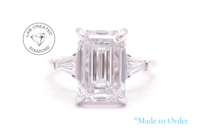 Made To Order-4ct Emerald Lab Diamond Engagement Ring 14K Yellow Gold Lab Grown Diamond