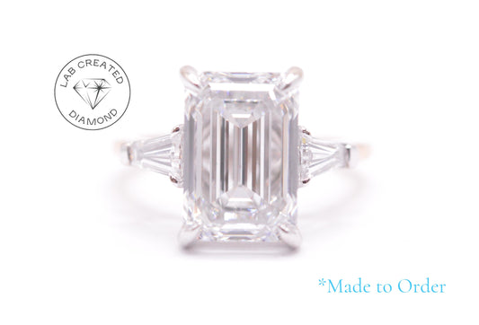 Made To Order-4ct Emerald Lab Diamond Engagement Ring 14K Yellow Gold Lab Grown Diamond