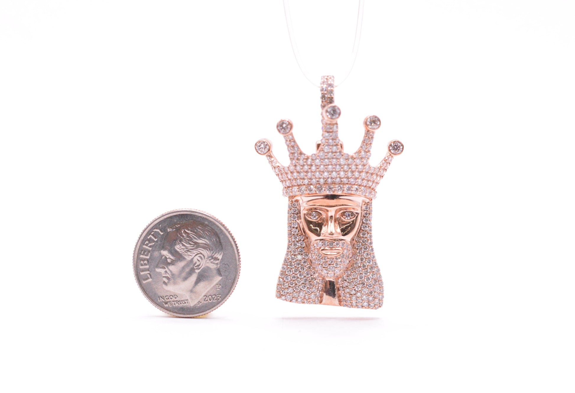 2.0 cttw Diamond Jesus Head with Crown 10K Rose Gold Jesus